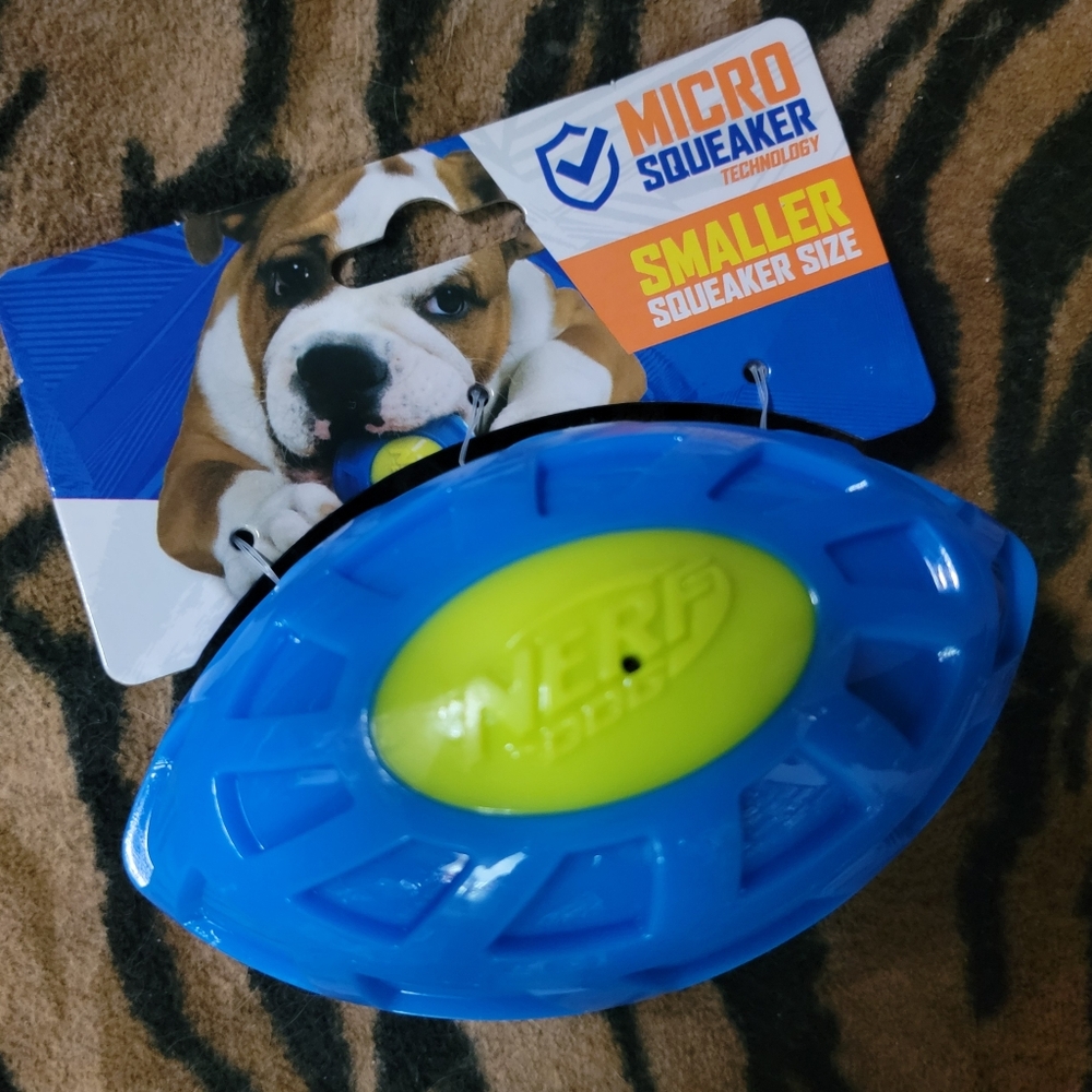 Nerf Dog Football Blue Squeaker Toy Sz Small Ea.